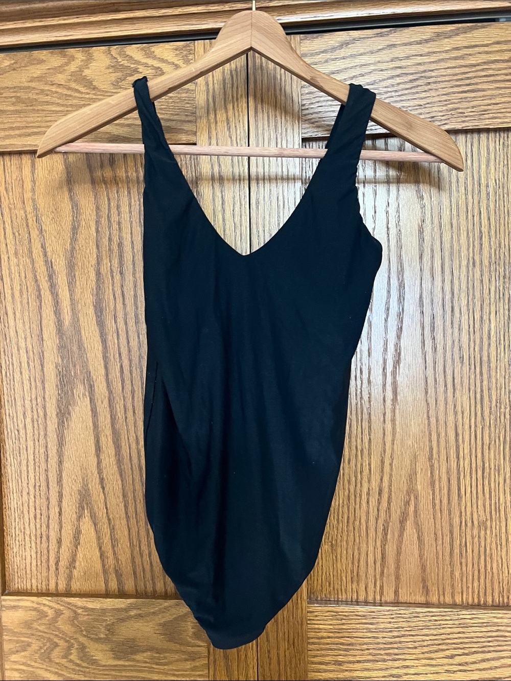 Sleek Black V-Neck Bodysuit for Women
